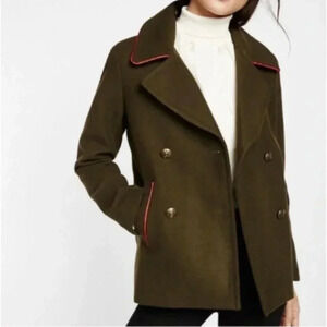 Express Green Wool Military Pea coat XS‎